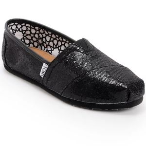 TOMS Black Glitter Classic Slip-on